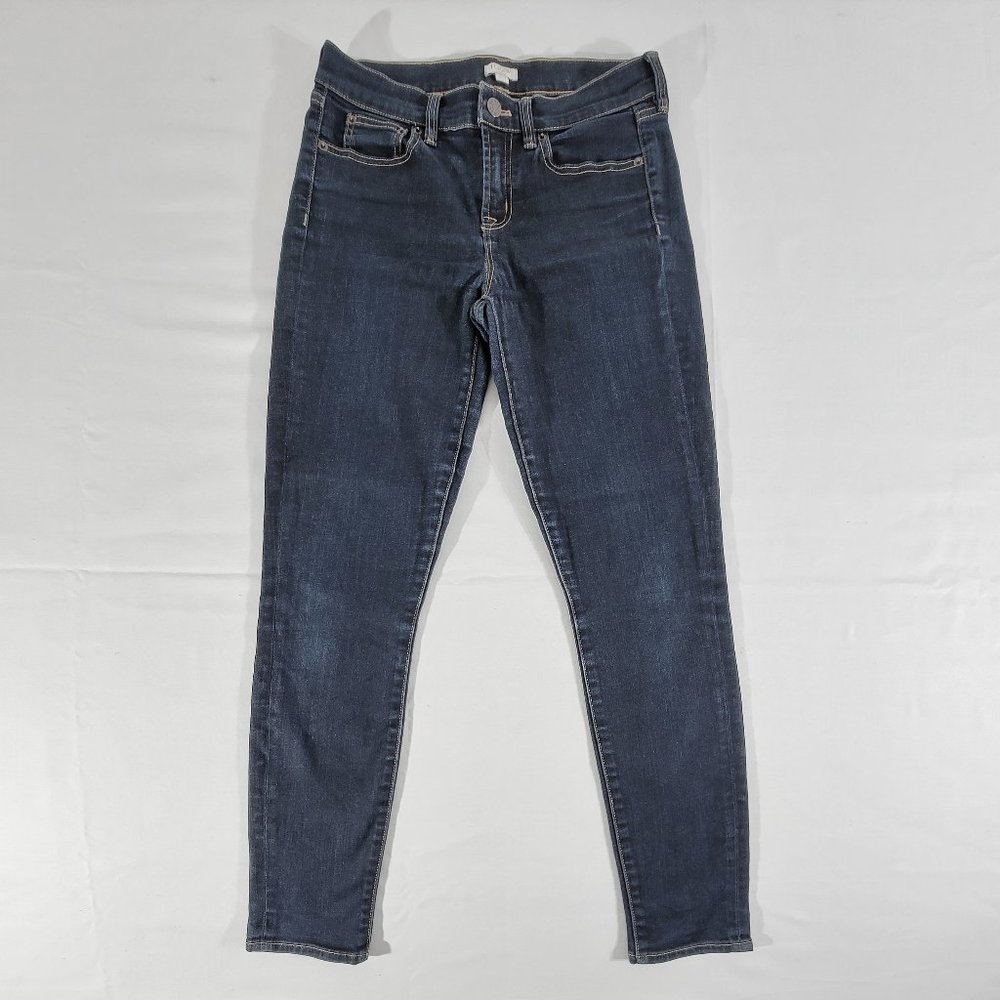 J CREW Women's 26/28 (Actual 29" x 29") Stretch Dark Wash Skinny Jeans Mid Rise